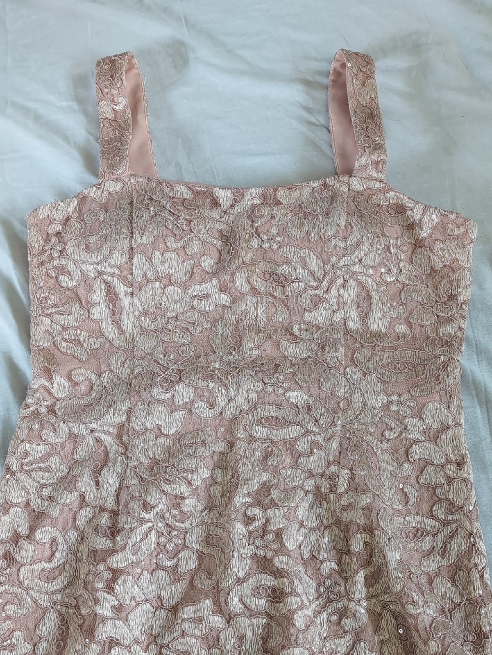 Blush Pink Lace Maxi Dress with Straps